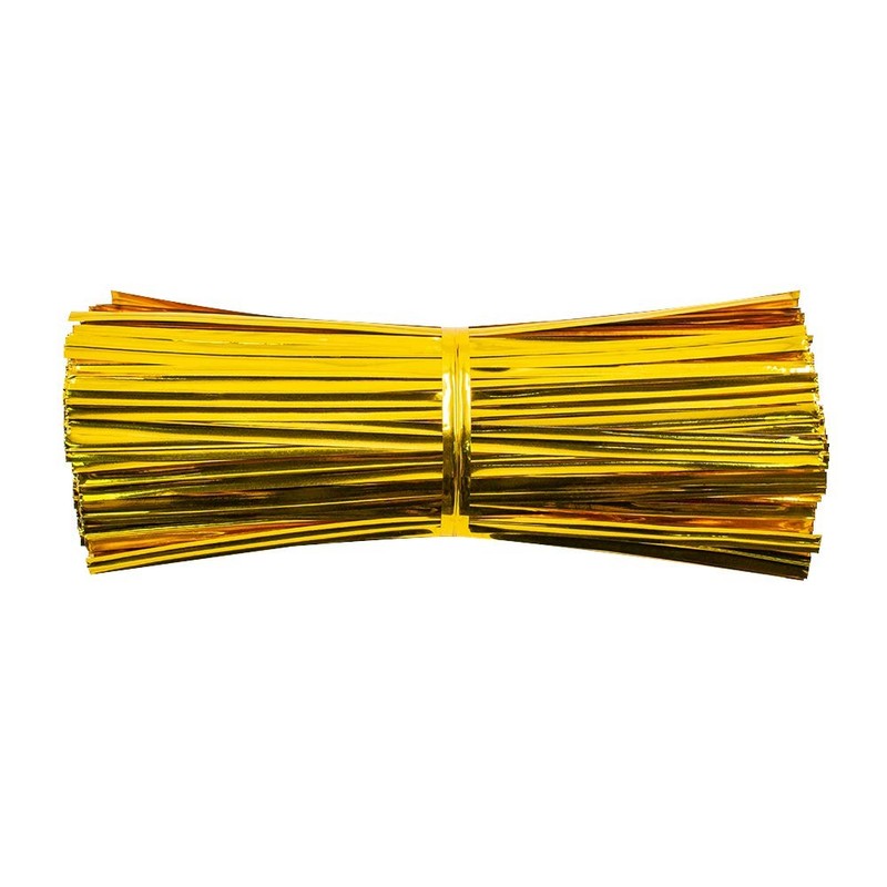 760PCS 4 Inch Gold Metallic Twist Ties, Reusable, Plastic, Bakery, Party, Bags
