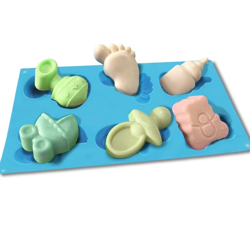 3 Pack Baby Shower Soap Silicone Mold, Baby Carriage Feeding Bottle Little Fe... gallery