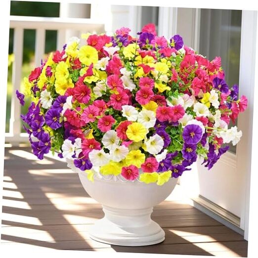 Artificial Flowers for Outdoors 14 Bundles Purple, Rose Red, White & Yellow gallery