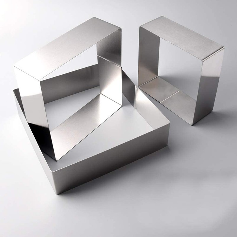 Set of 3 Cake Molds Rings, Square Mousse Mold Stainless Steel Cake 3048 gallery