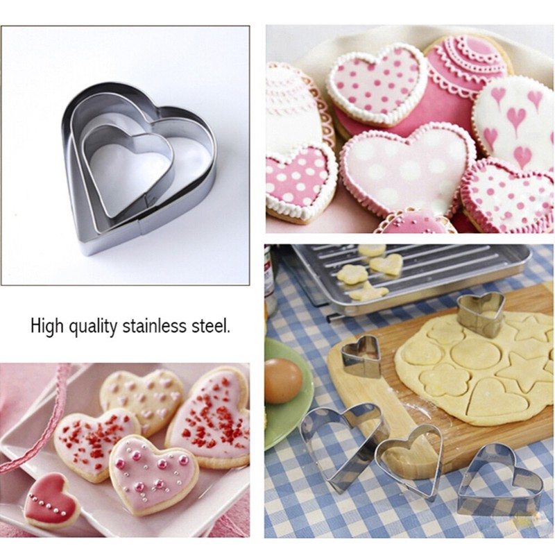 3PCS Reusable Biscuit Cutter Mini Heart Cookie Cutter Cookies Pastry Moulds gallery