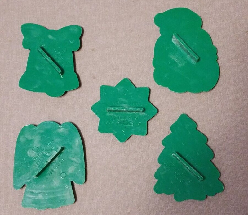 5 NEW vtg 1986 Hutzler Christmas cookie cutters angel bell Santa tree star gallery