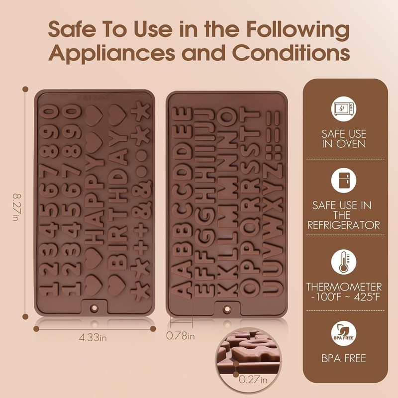 Silicone Letter Mold and Number Chocolate Molds with Happy Birthday Cake Deco... gallery