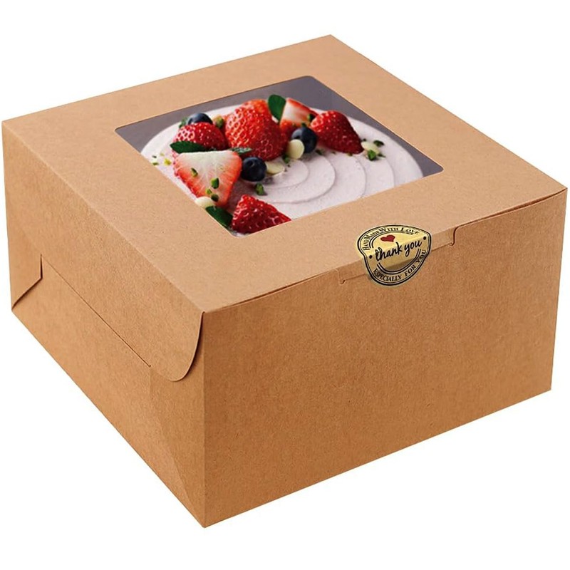 8x8x5 Inches Cake Boxes with Windows 20pcs 8 Inch Cake Box Bakery Boxes Kraft…