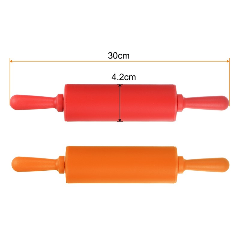 Silicone Rolling Pins for Baking 30cm x 4.2cm Red & Orange gallery