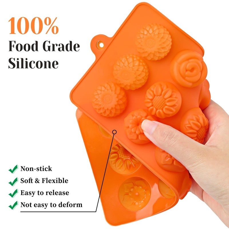 Flower Silicone Molds for Chocolate, 6 Pcs, 15Cavity gallery