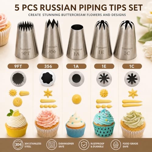 Piping tips large Cake Decorating tools, 5 pack Cake piping Nozzles Tips Kit - gallery