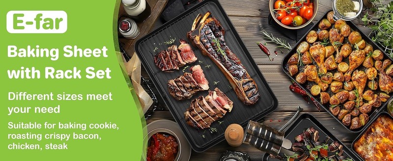 Nonstick Baking Sheet with Rack Set, 16 x 12 x 1 Inch Cookie Sheet Baking Pan gallery