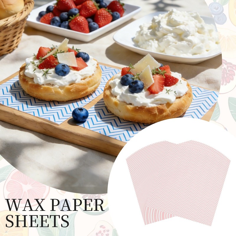 100 Pack Wax Paper Sheets, 11.8" x 11.8" Wavy Stripes Wrapping Paper, Pink gallery