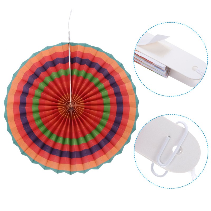 1 Set/6Pcs Paper Fans Hanging Decoration Round 8"/12"/16", Multicolor gallery
