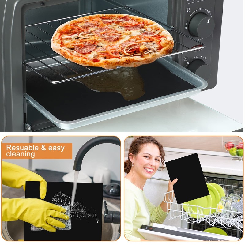 Yetene 6 Pack Reusable Liners for Toaster Oven Non Stick 9 x 11 Inch, Black gallery