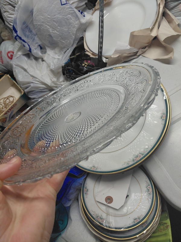 Vintage Bali Round Clear Glass Pedestal Cake Stand Serving Plate 12" In Box gallery