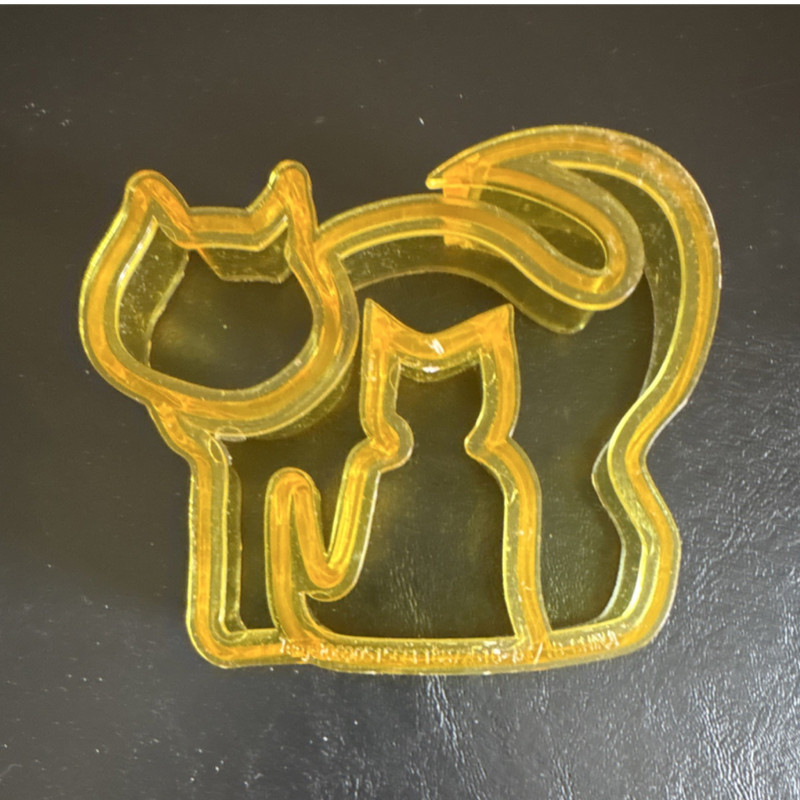 Cat Shaped Yellow Plastic Cookie Cutter Animal/Halloween Theme