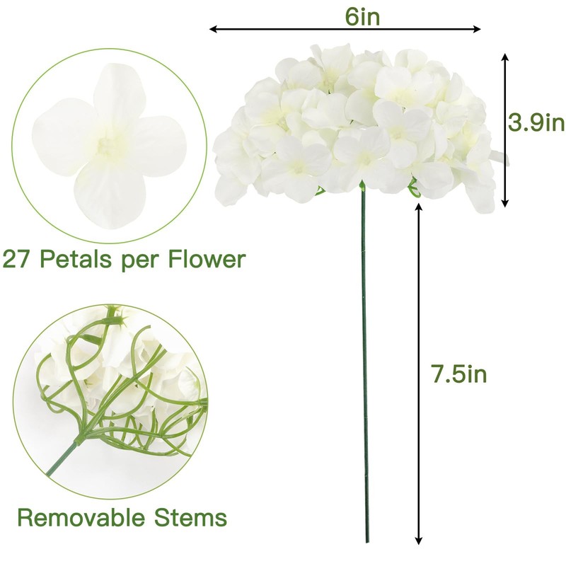 Jpsor 40Pcs Artificial Hydrangea Silk Flower Heads Stems Fake Flowers For gallery
