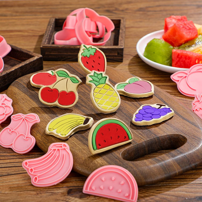Rozer 8 Pcs Fruit Cookie Cutters with Plunger Stamps Set Christmas Fondant Cutte gallery