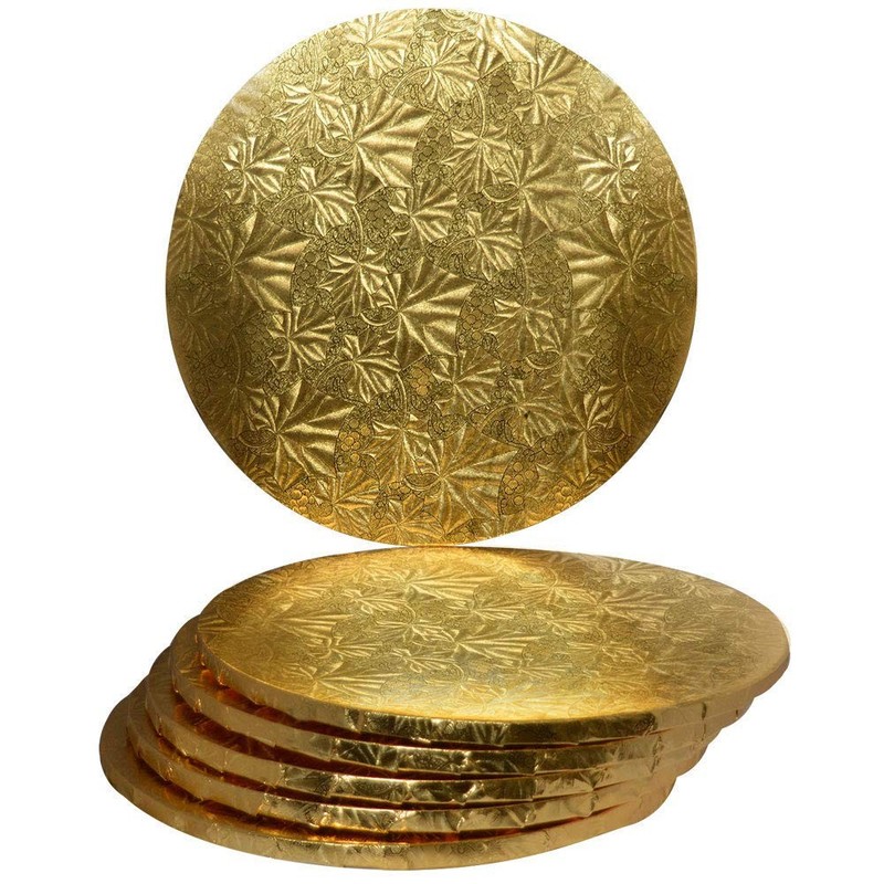Cake Board Drums 10 Inch Gold Round Sturdy 1/2 Thick 6 Count
