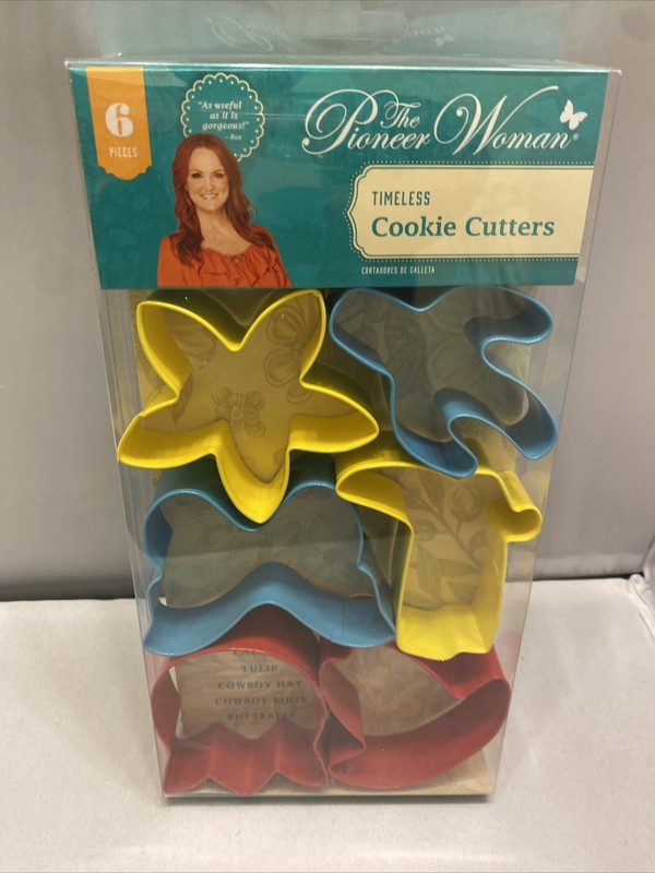 Pioneer Women Cookie Cutters Boot Flower Cactus Butterfly Tulip Hat 6-Pack