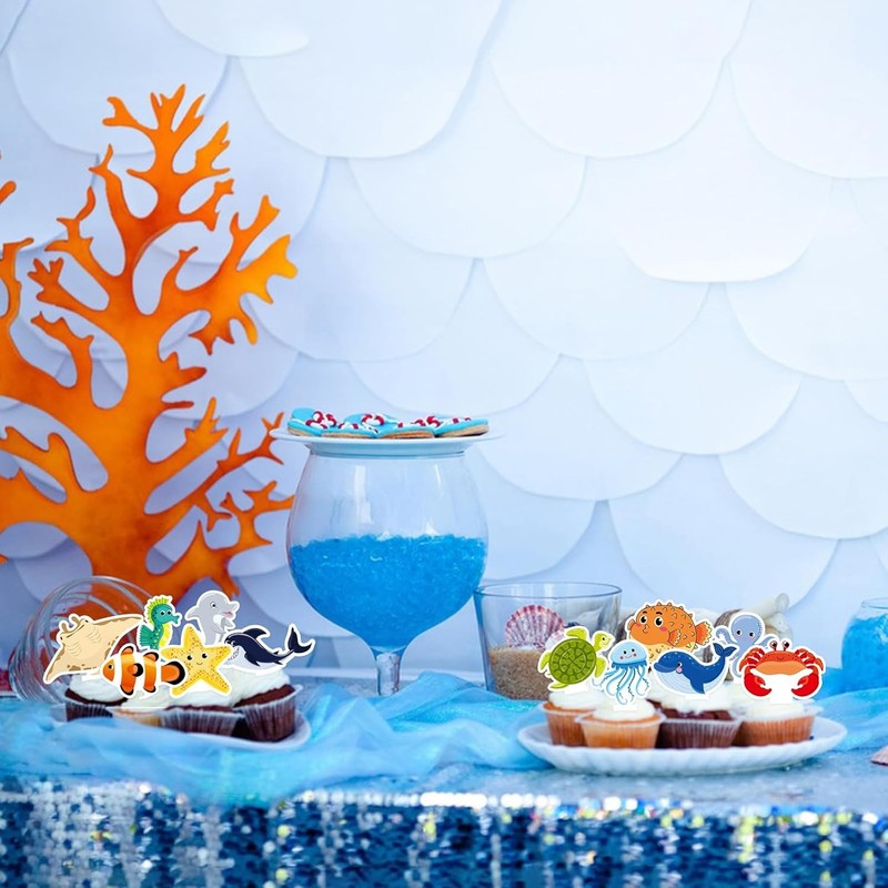 36PCS Under the Sea Cupcake Toppers - Cute Cartoon Ocean Sea Animals Cake Topper gallery