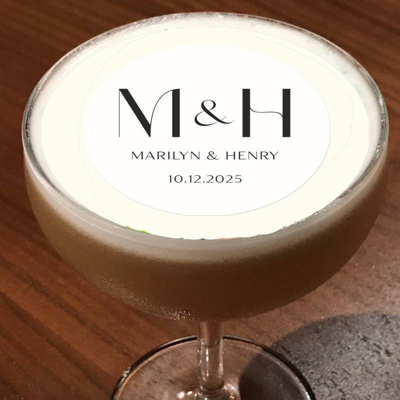 Initials Monogram Wedding Bridal Edible Cocktail Drink Toppers