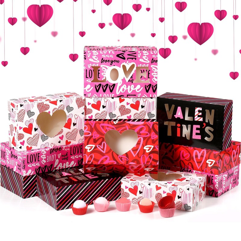 28 Pcs Valentines Cookie Gift Boxes with Window and 400 Pcs Cupcake Liners Se…