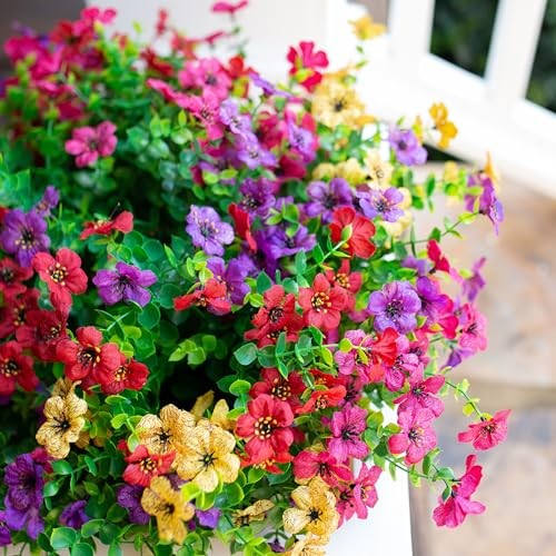 florisso Artificial Flowers for Outdoors Daisy 12 Purple Pink Yellow Red gallery