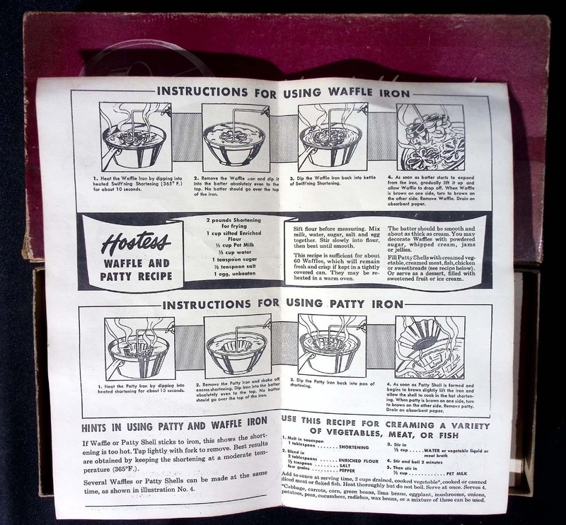 Vintage Bonley Handi Hostess Kit Waf-l-ette Patty Shell Molds Rosette Iron #109 gallery