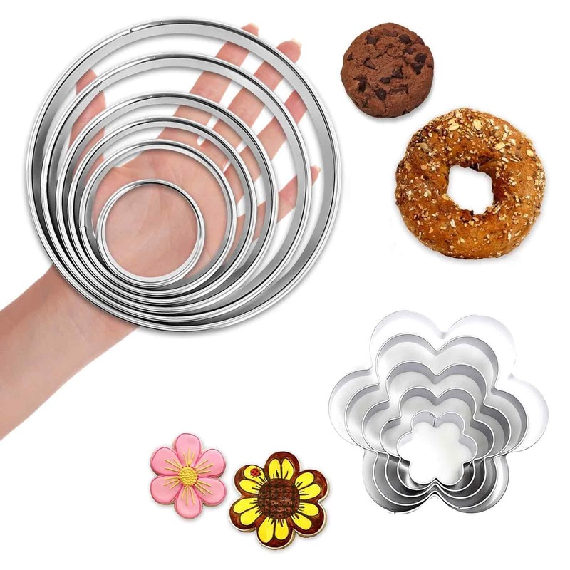 11 PCS Large Round & Flower Cookie Cutter Set, Round Cookie Cutter 2″ 3″ 3.5″…