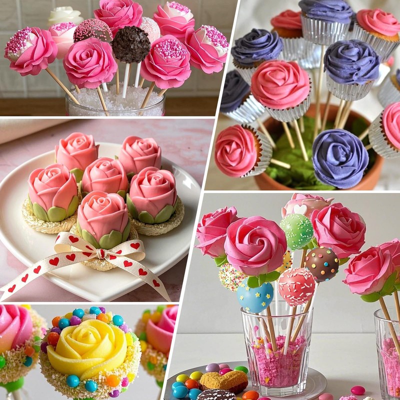 3D Rose Silicone Lollipop Mold With Sticks Rose Cake Pop Baking Supplies gallery