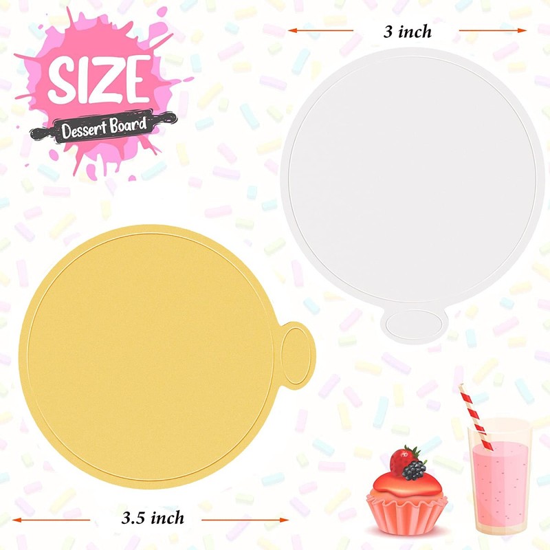 200 PCS 3.1 Inch Gold Mini Round Paper Cardboard Cupcake Base Board gallery
