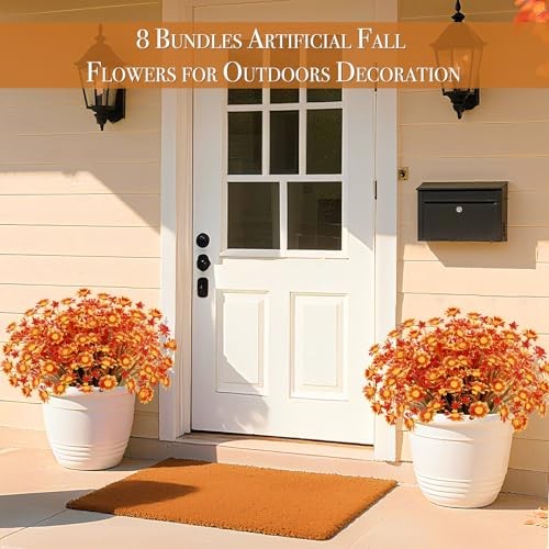 264 Heads Artificial Fake Fall Flowers Plants 8 Bundles Orange Daisy gallery
