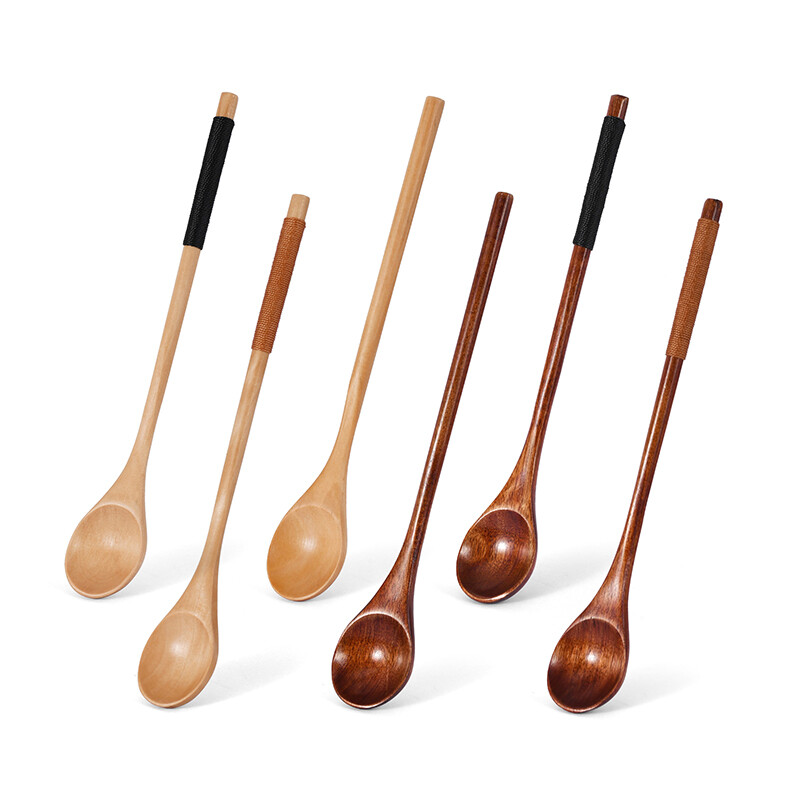 Wooden Tea Spoon Long Coffee Spoons Small Teaspoon Wood Honey Dessert Spo-lg gallery