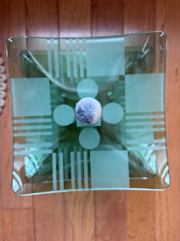 NEW VTG 3 Tier Green Geometric Square Glass Footed Cake Stand Dessert Display gallery