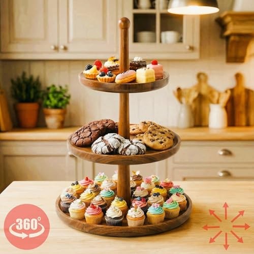 Cupcake Stand Dessert Table Display Set – 2 in 1 Adjustable Height Rustic gallery