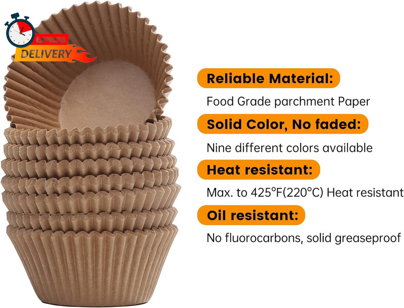 Non-Stick 200Pcs Standard Cupcake Liners for Baking, Natural, Food-Grade Cupcake gallery