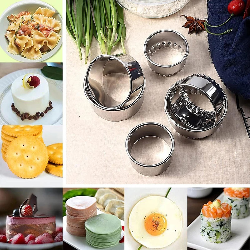 3/5Pcs round Stainless Steel Biscuit Mold Biscuit Cookie Cutters Set Dumpling Sk gallery