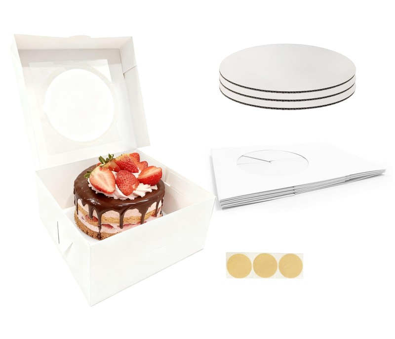 3 Set Cake Boxes with Cake Boards（3 PCS Cake Boxes+3 PCS Cake Boards）, 10x10x…
