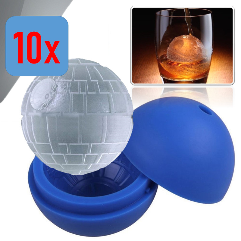 10x Silicone Ice Cube Tray Death Star Ice Mold Ball Maker Silicone Mold 3″