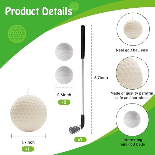 Golf Ball Birthday Candles, Golf Cake Topper & Mini Golf Club for Iron White gallery