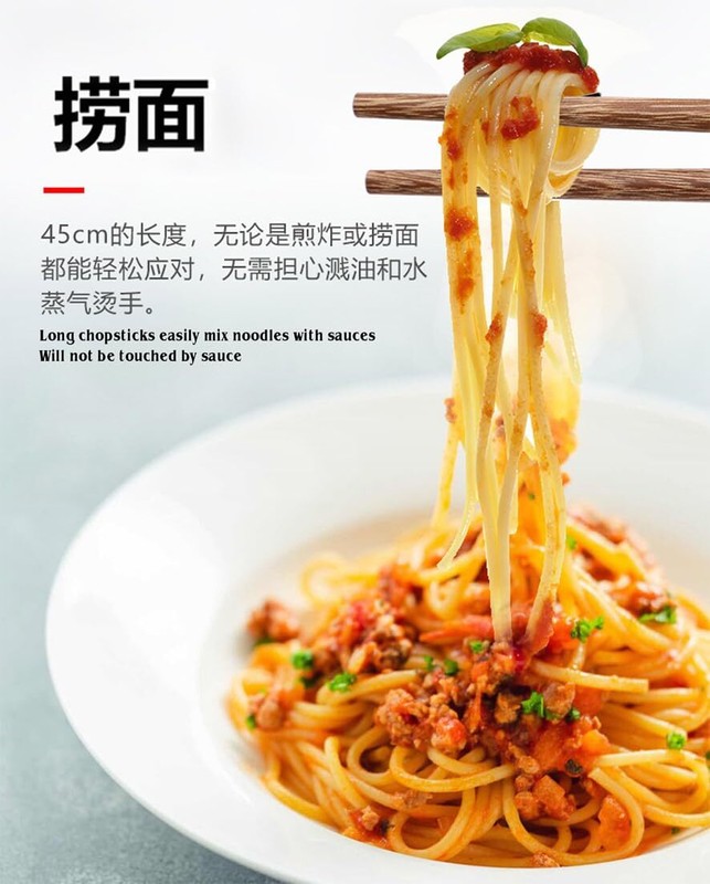 Natural Wood Extra Long Cooking Chopsticks Reusable Kitchen 16 inch 3 Pairs gallery
