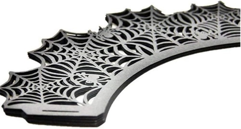Intricate Laser-Cut Black Spider Web Cupcake Wrappers for Celebrations gallery