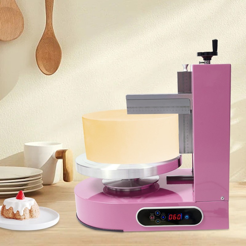 Pink Tabletop Cake Decorating Machine LCD Display Adjustable Knife 4–12in gallery