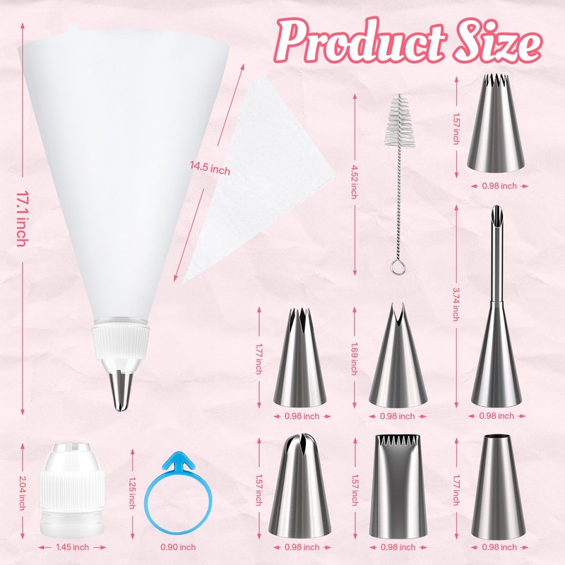 Piping Bags and Tips Set, 16 Inch 114 Pcs Cake Decorating Kit with 100 Dispos... gallery