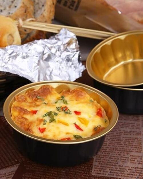 50 Pack 5oz Round Disposable Aluminum Foil Baking Cups, Mini Cake Pans Black gallery