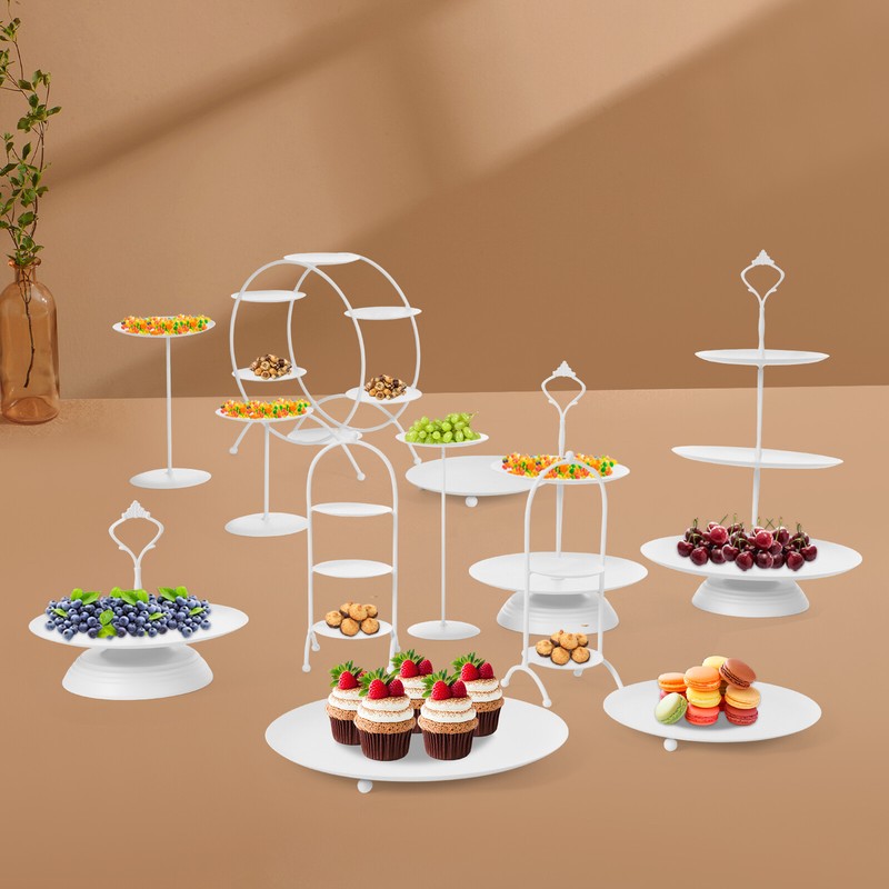 Round Cake Stands Dessert Displays Fruit Snack Holder Metal Cupcake Plate 12 pcs gallery