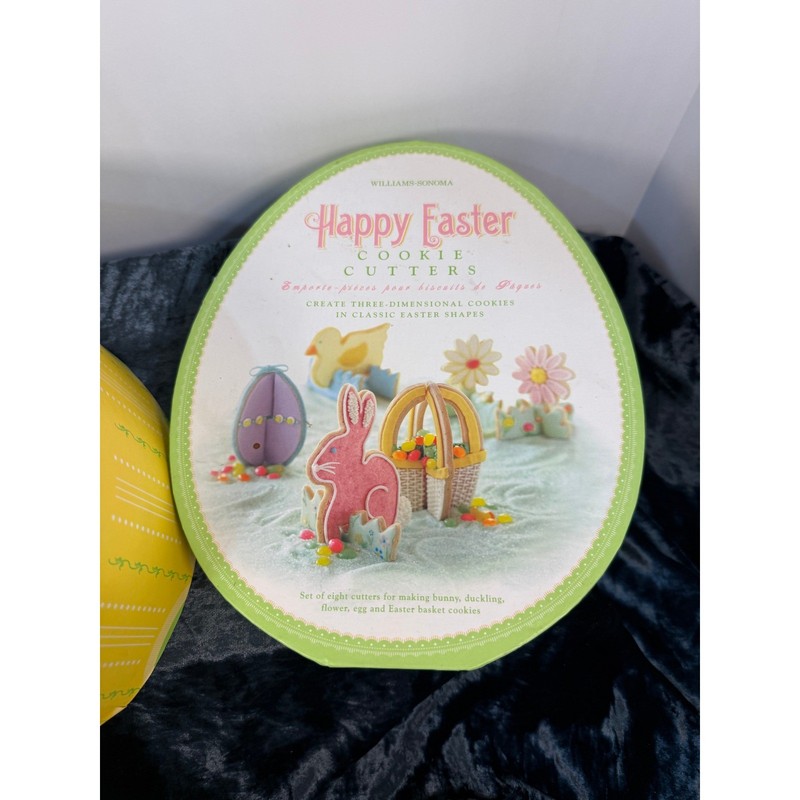Williams Sonoma Happy Easter Cookie Cutters Set 3D Bunny Egg Basket Duck Flowers gallery