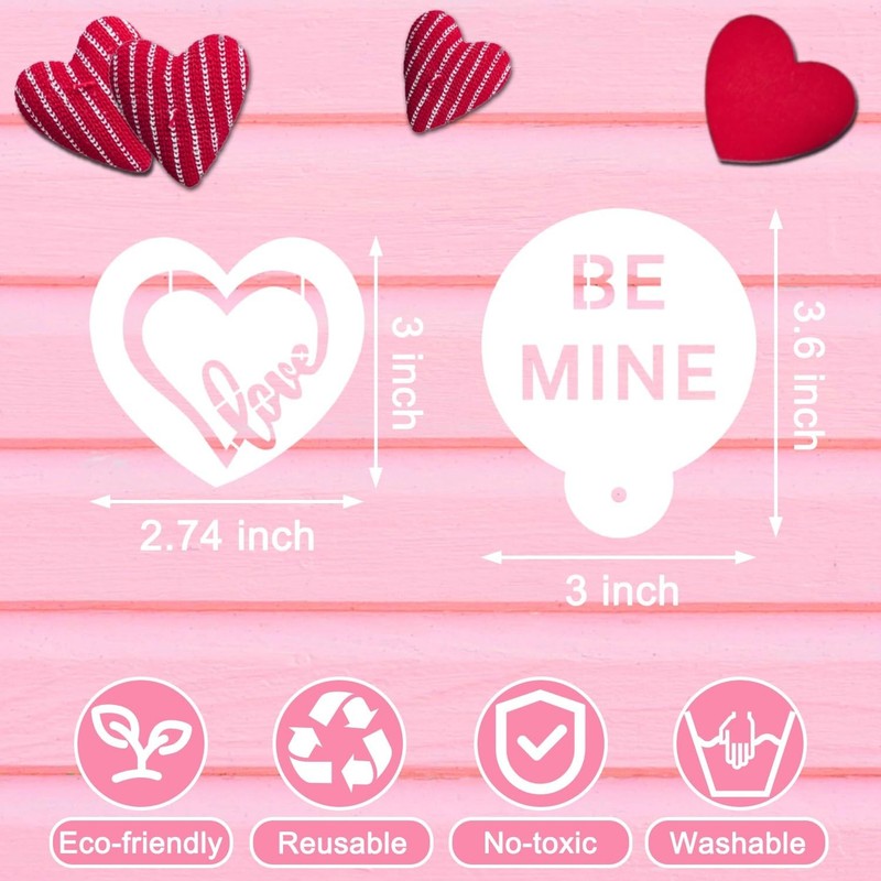 60PCS Valentine Cookie Stencils, Conversation Heart, Love Phrase, Baking Decor gallery