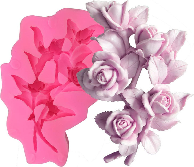 3D Flowers Silicone Fondant Molds Rose Cake Chocolate Moulds Dried Flower Jewelr