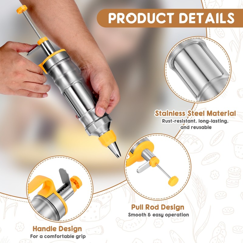 Dessert Decorating Set with Piping Tips/Cupcakes/Brush for Baking, Yellow gallery