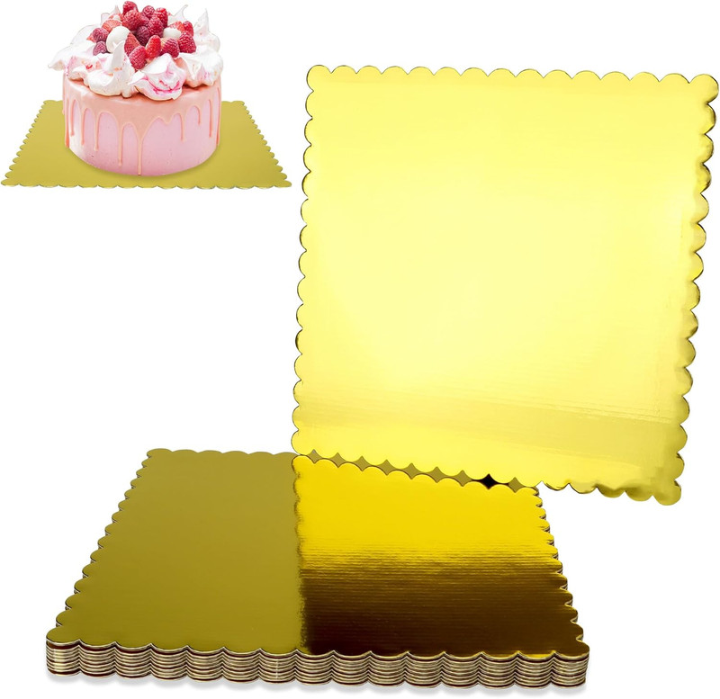 Square Cake Boards with Scalloped Edge, Study Corrugated Cardboard Cake Base, 1