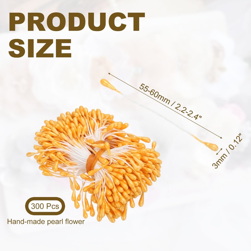 3mm Double Heads Flower Stamen, 300 Pcs Artificial Flower Pistil, Golden Yellow gallery